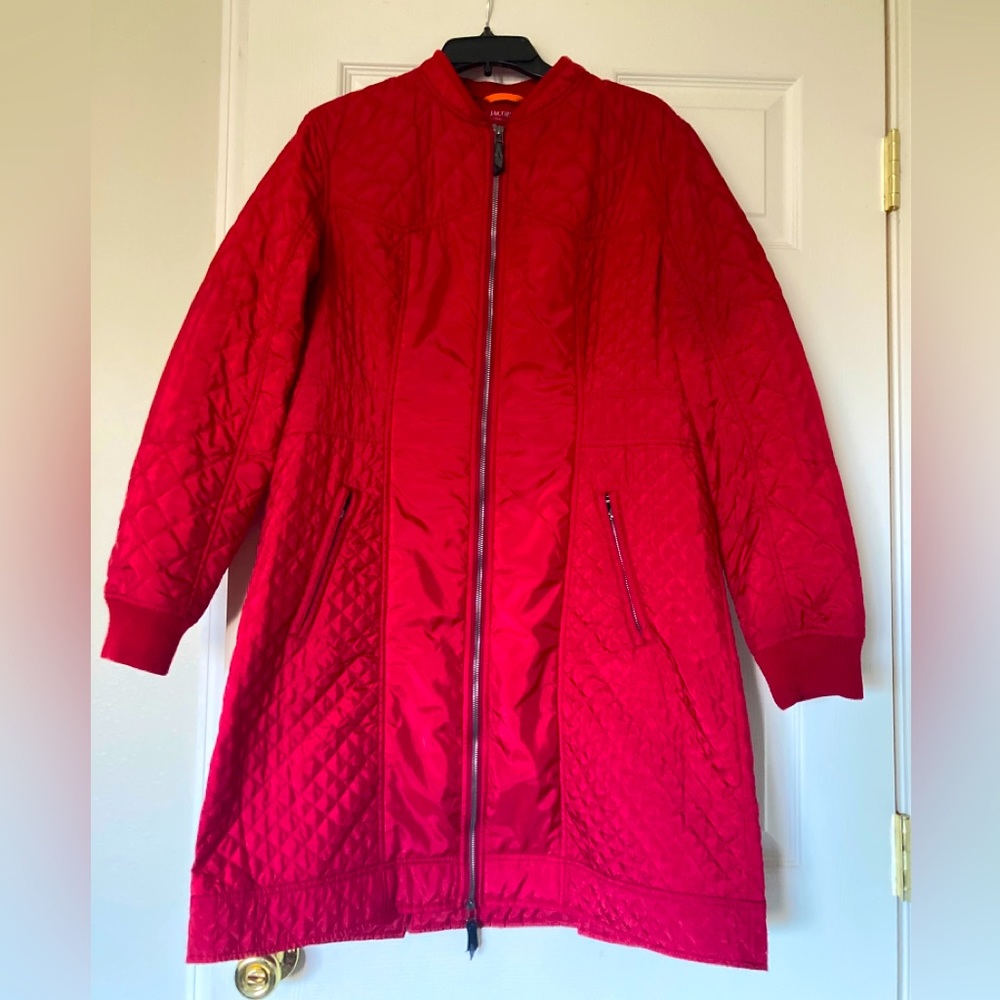 Ilse Jacobsen Hornbaek 3/4 length quilted jacket in Sangria, size XL